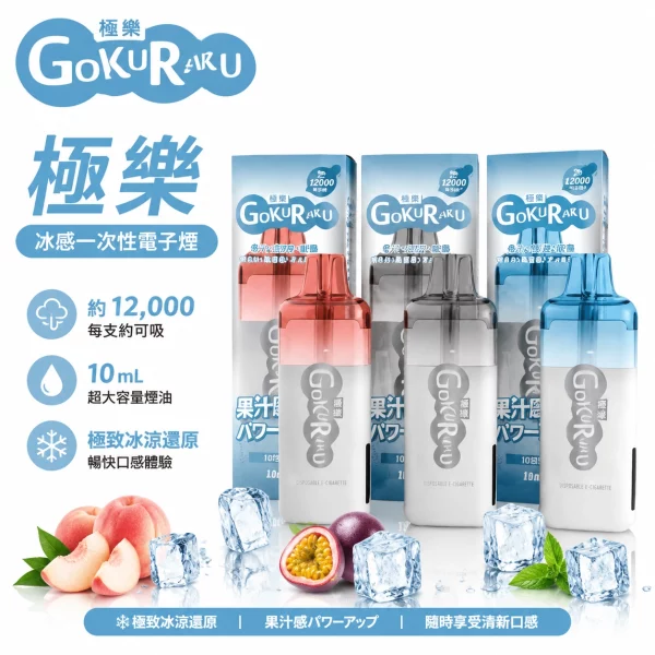 GOKURAKU 極樂 12000口 極樂冰感 一次性電子煙