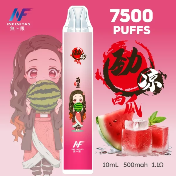 INF無限-×-鬼滅之刃聯名-一次性霧化桿-7500口-勁涼西瓜口味 INF無限 × 鬼滅之刃聯名 一次性霧化桿 7500口-勁涼西瓜口味