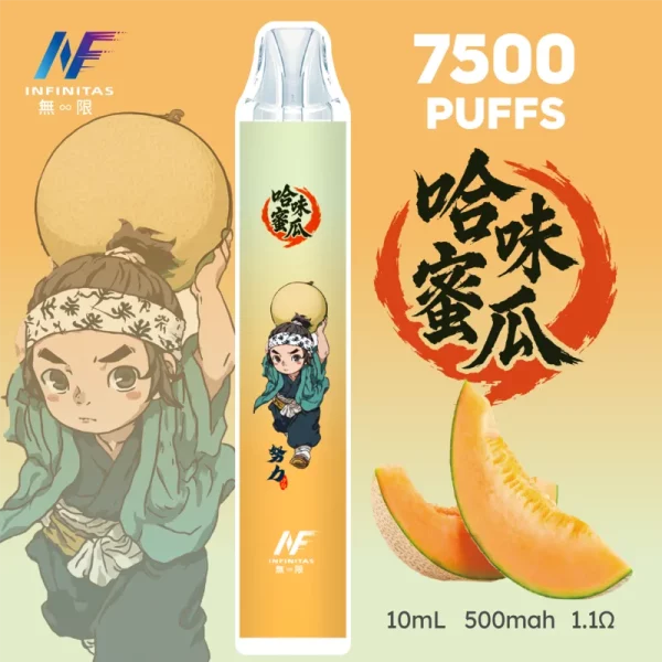 INF無限-×-鬼滅之刃聯名-一次性霧化桿-7500口-哈密瓜口味 INF無限 × 鬼滅之刃聯名 一次性霧化桿 7500口-哈密瓜口味