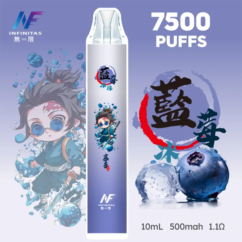 INF無限 × 鬼滅之刃聯名 一次性霧化桿 7500口 10ml 3% 藍莓口味